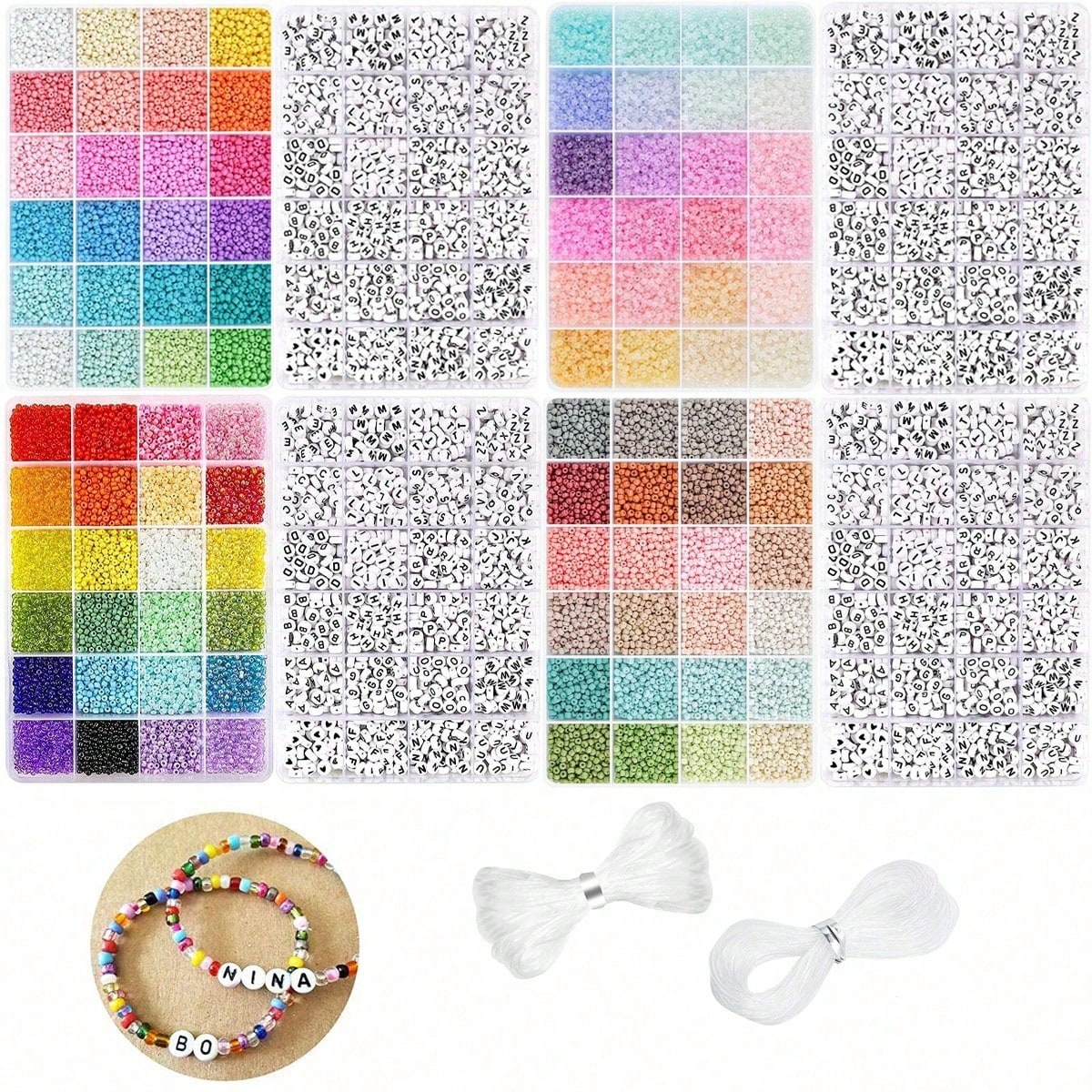 Jewelry Making Kit For Kids - 5760 Stück 24-Fächer-Box 3mm Perlen mit