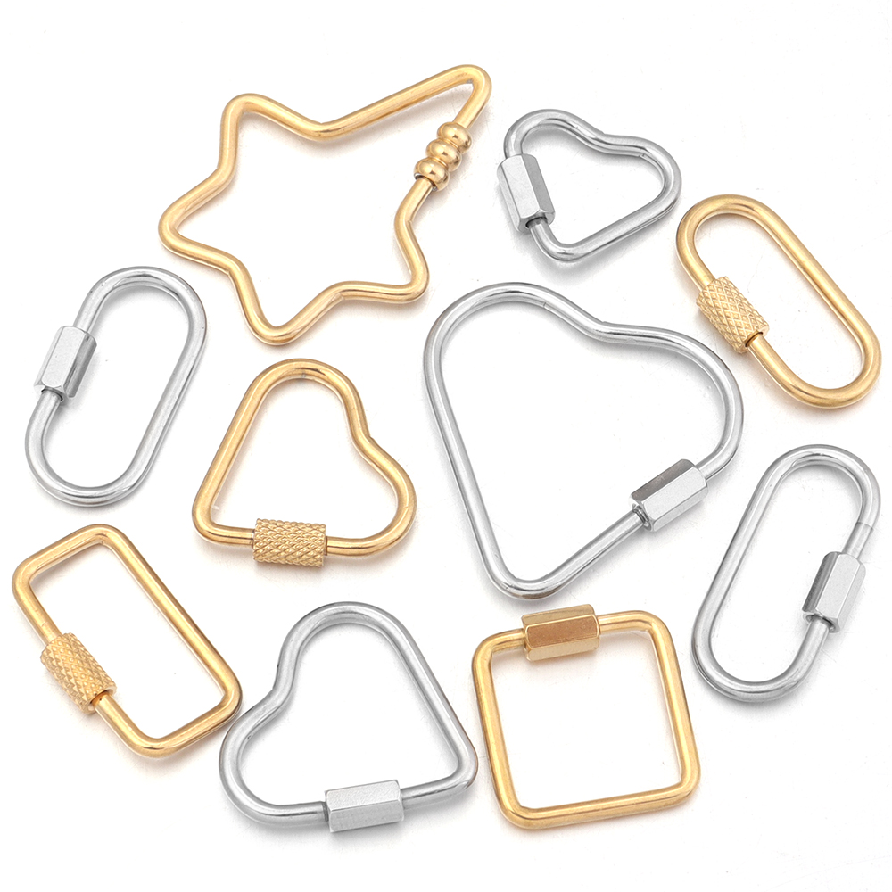 Jewelry Making Designs - 2pcs Gold Edelstahl Herz Schraube Karabiner
