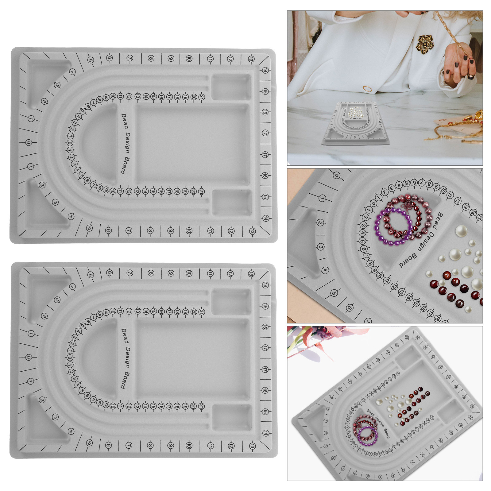 Jewelry Making Designs - 2er-Set Perlen-Designbrett Schmuckherstellungstablett für Halsketten Armbänder