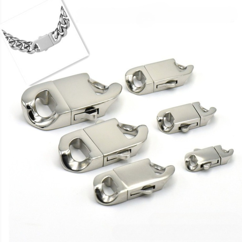 Jewelry Making Designs - Edelstahl-Federverschluss Karabinerverschluss für Kubanische Gliederkette, Hip-Hop-Ketten,