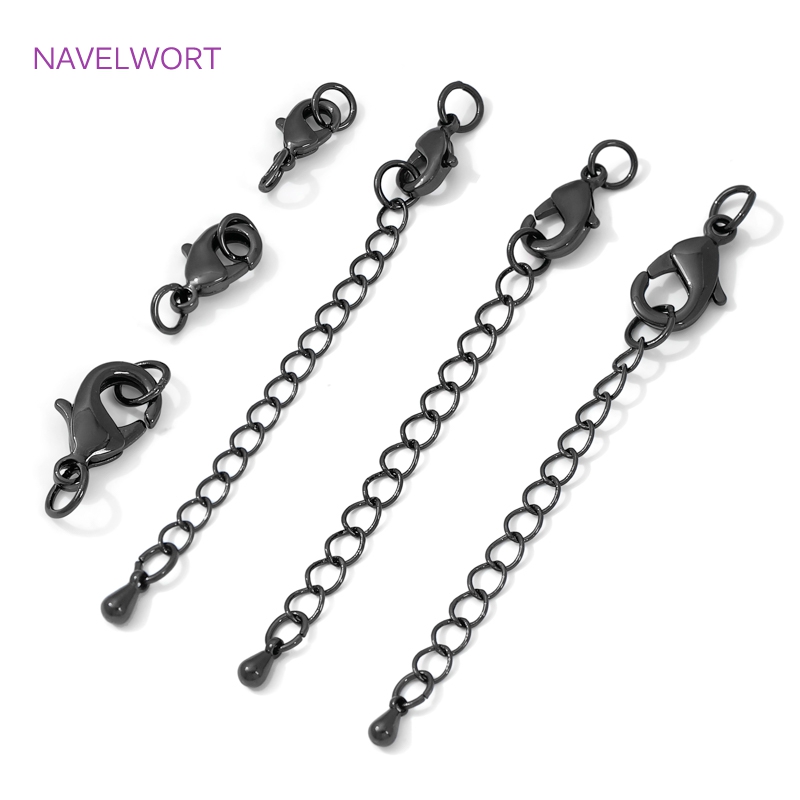 Jewelry Making Designs - Schwarzer Messing-Karabinerverschluss und Verlängerungskette, Verschluss für