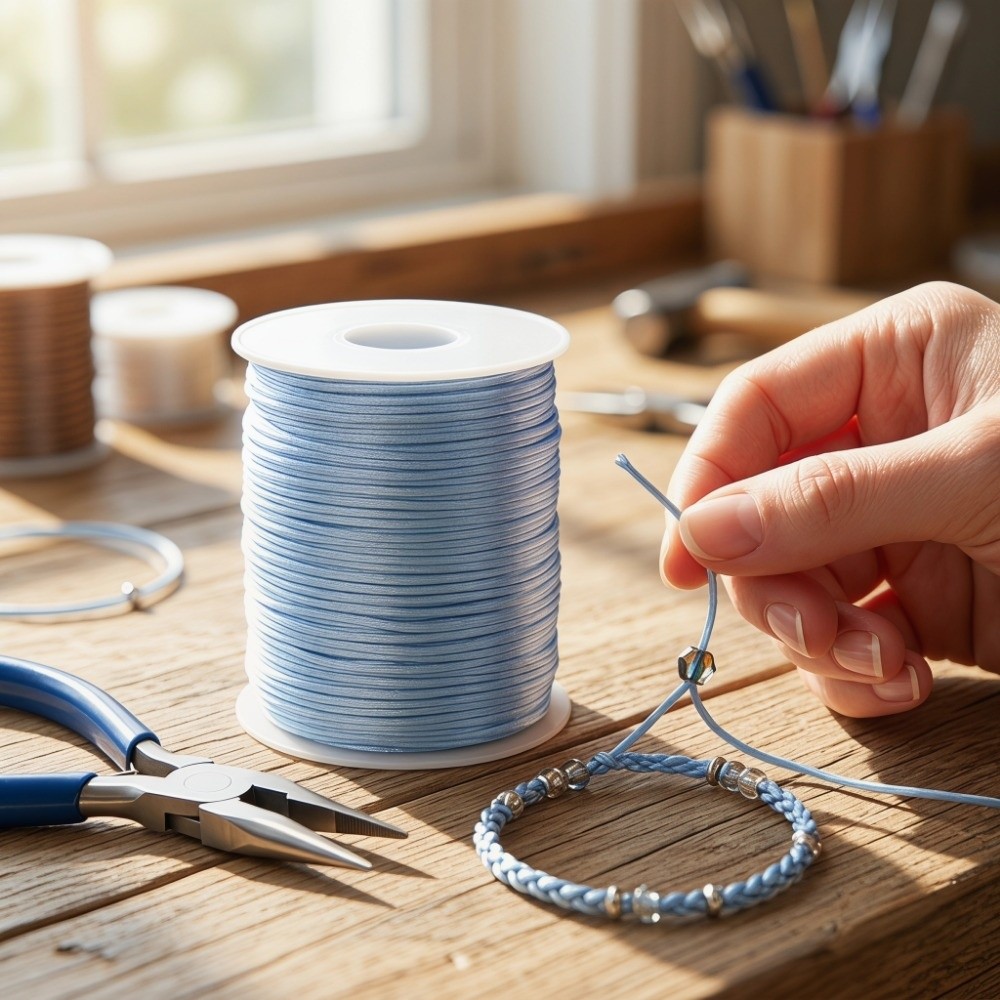 Knotting Cord Silk - 100m Bastelschnur 1,5mm Satin-Rattail-Kordel Einfarbig Langlebiges